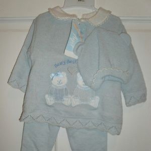 NEW 3 pc LITTLE ANGEL BABY Sweater Outfit 6-9M
